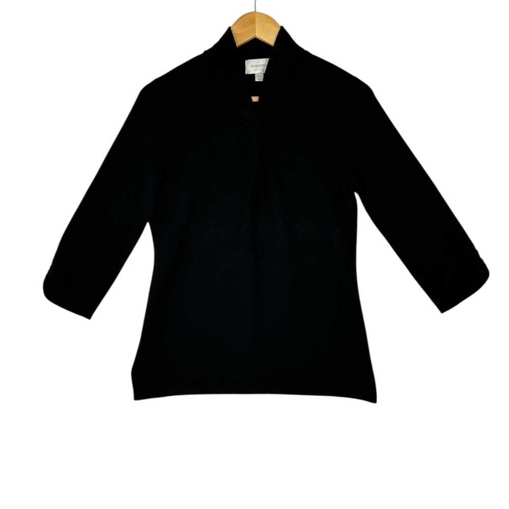 Nordstrom Collection Sweater Womens S Black Cashmere Pullover Twist Neck Luxury
